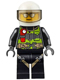 Minifig No: cty0670  Name: Fire - Reflective Stripes with Utility Belt and Flashlight, White Helmet, Trans-Black Visor, Silver Sunglasses