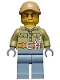 Minifig No: cty0683  Name: Volcano Explorer - Male, Shirt with Belt and Radio, Dark Tan Cap with Hole, Crooked Smile and Scar