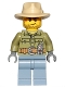Minifig No: cty0684  Name: Volcano Explorer - Male, Shirt with Belt and Radio, Tan Fedora Hat, Crooked Smile and Scar