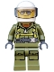 Minifig No: cty0697  Name: Volcano Explorer - Male Worker, Suit with Harness, White Helmet, Trans-Black Visor, Sunglasses