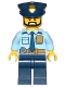 Minifig No: cty0708  Name: Police - City Shirt with Dark Blue Tie and Gold Badge, Dark Tan Belt with Radio, Dark Blue Legs, Police Hat with Gold Badge, Head Beard Black Angular