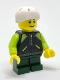 Minifig No: cty0720  Name: Skateboarder - Lime and Black Jacket