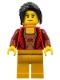 Minifig No: cty0724  Name: Female Corset with Gold Panel Front and Lace Up Back Pattern, Pearl Gold Legs, Black Hair Ponytail Long with Side Bangs