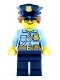 Minifig No: cty0732  Name: Police - City Officer Female, Bright Light Blue Shirt with Badge and Radio, Dark Blue Legs, Dark Blue Police Hat, Sunglasses