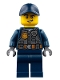 Minifig No: cty0734  Name: Police - City Officer with Dark Bluish Gray Vest with Badge and Radio, Dark Blue Legs, Dark Blue Cap