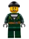 Minifig No: cty0735  Name: Police - City Bandit Male with Dark Green Zip Jacket, Dark Green Legs, Black Knit Cap