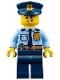 Minifig No: cty0743  Name: Police - City Shirt with Dark Blue Tie and Gold Badge, Dark Tan Belt with Radio, Dark Blue Legs, Police Hat with Gold Badge, Lopsided Grin