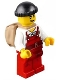 Minifig No: cty0746  Name: Police - City Bandit Male with Red Overalls, Black Knit Cap, Backpack, Lopsided Open Smile