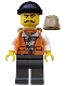 Minifig No: cty0754  Name: Police - City Bandit Male with Orange Vest, Black Knit Cap, Moustache Curly Long