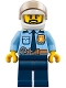Minifig No: cty0776  Name: Police - City Officer Shirt with Dark Blue Tie and Gold Badge, Dark Tan Belt with Radio, Dark Blue Legs, White Helmet, Black Beard