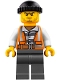 Minifig No: cty0779  Name: Police - City Bandit Crook Orange Vest, Dark Bluish Gray Legs, Black Knit Cap, Beard Stubble and Scowl