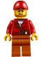 Minifig No: cty0831  Name: Mountain Police - Crook Male with Red Fringed Shirt with Strap and Pouch, Red Cap