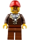 Minifig No: cty0834  Name: Mountain Police - Crook Male with Lined Jacket over Prisoner Shirt, Red Cap