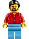 Minifig No: cty0843  Name: Camper - Male, Red Plaid Flannel Shirt, Medium Blue Legs, Black Smooth Hair