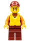 Minifig No: cty0866  Name: Coast Guard City - Rescuer, Dark Red Cap with Big Smile and Life Jacket