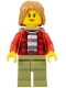 Minifig No: cty0867  Name: Mountain Police - Crook Female Jacket over 87 Prison Stripes, Backpack
