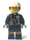 Minifig No: cty0885  Name: Miner - Female Explosives Engineer with Dual Sided Head