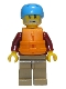 Minifig No: cty0913  Name: Rafter, Male Parent, Dark Azure Sports Helmet, Orange 2 Strap Life Jacket