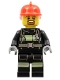 Minifig No: cty0966  Name: Fire - Reflective Stripes with Utility Belt, Red Fire Helmet, Brown Goatee
