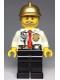 Minifig No: cty0973  Name: Fire - White Shirt with Tie and Belt and Radio, Black Legs, Gold Fire Helmet