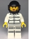 Minifig No: cty0998  Name: Sky Police - Jail Prisoner 50382 Prison Stripes, Female, Scowl with Red Lips and Open Mouth, Black Helmet