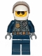Minifig No: cty1001  Name: Police - City Pilot, Jacket with Dark Bluish Gray Vest, Dark Blue Legs, White Helmet, Sunglasses
