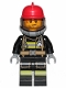 Minifig No: cty1004  Name: Fire - Reflective Stripes, Stubble Beard, Red Helmet, Breathing Neck Gear with Blue Air Tanks