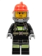 Minifig No: cty1005  Name: Fire - Reflective Stripes, Sweat Drops, Red Helmet, Breathing Neck Gear with Blue Air Tanks
