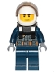 Minifig No: cty1007  Name: Police - City Pilot, Jacket with Dark Bluish Gray Vest, Dark Blue Legs, White Helmet, Scowl with Neck Bracket (for Jet Pack)
