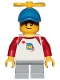 Minifig No: cty1015  Name: Boy, Freckles, Classic Space Shirt with Red Sleeves, Light Bluish Gray Short Legs, Blue Cap with Tiny Yellow Propeller