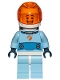 Minifig No: cty1028  Name: Astronaut - Male, Bright Light Blue Spacesuit with Blue Belt, Trans Orange Large Visor, Open Mouth Smile