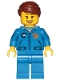 Minifig No: cty1036  Name: Astronaut - Female, Blue Jumpsuit, Reddish Brown Hair Swept Back Into Bun, Open Mouth Smile