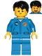 Minifig No: cty1040  Name: Astronaut - Male, Blue Jumpsuit, Black Hair Short Tousled with Side Part, Queasy and Open Mouth Smile
