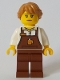 Minifig No: cty1049  Name: Barista - Female, Reddish Brown Apron with Cup and Name Tag, Reddish Brown Legs, Medium Nougat Hair
