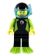 Lot ID: 293496545  Minifig No: cty1052  Name: Diver - Male, Black Wetsuit with White Logo and Lime Trim and Flippers