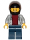 Minifig No: cty1089  Name: Pizza Delivery Guy - Hooded Sweatshirt, Dark Blue Legs, Black Helmet