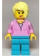 Minifig No: cty1116  Name: Female, Bright Pink Top, Medium Azure Legs