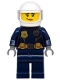 Minifig No: cty1132  Name: Police - ATV Driver Female, Leather Jacket with Gold Badge and Utility Belt, White Helmet, Trans-Clear Visor, Peach Lips Smirk