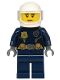 Minifig No: cty1134  Name: Police - City Motorcyclist Female, Leather Jacket with Gold Badge and Utility Belt, White Helmet, Trans-Clear Visor, Peach Lips
