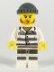 Minifig No: cty1145  Name: Police - Jail Prisoner 86753 Prison Stripes, Dark Bluish Gray Knit Cap, Reddish Brown Beard and Stubble