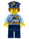 Minifig No: cty1146  Name: Police - City Officer Female, Bright Light Blue Shirt with Badge and Radio, Dark Blue Legs, Dark Blue Police Hat