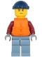 Minifig No: cty1175  Name: Explorer - Male, Dark Red Hooded Sweatshirt, Sand Blue Legs, Dark Blue Knit Cap