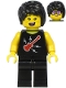 Minifig No: cty1188  Name: Plane Passenger - Female, Black Hair, Black Sleeveless Top with Red Guitar, Black Legs
