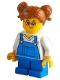 Minifig No: cty1226  Name: Girl - Blue Overalls over V-Neck Shirt, Dark Orange Hair Short, Parted with Two Pigtails, Red Glasses