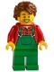 Minifig No: cty1227  Name: Farmer - Overalls Green, Red Plaid Shirt, Reddish Brown Hair Swept Back Tousled