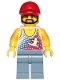 Minifig No: cty1238  Name: Skater - Tank Top with Surfer Silhouette, Sand Blue Legs, Red Cap, Black Angular Beard