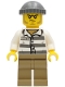 Minifig No: cty1242  Name: Police - Jail Prisoner 86753 Prison Stripes, Dark Tan Legs, Dark Bluish Gray Knit Cap