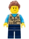 Minifig No: cty1261  Name: Camper Van Owner - Male, Dark Tan Vest over Dark Azure Shirt, Dark Blue Legs, Reddish Brown Spiked Hair, Stubble