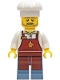 Minifig No: cty1268  Name: Baker - Male, Reddish Brown Apron with Cup and Name Tag, Sand Blue Legs, White Chef Toque
