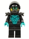 Minifig No: cty1315  Name: Incognitro - Stuntz Driver, Black Helmet, Shoulder Armor, Dark Turquoise Skull
